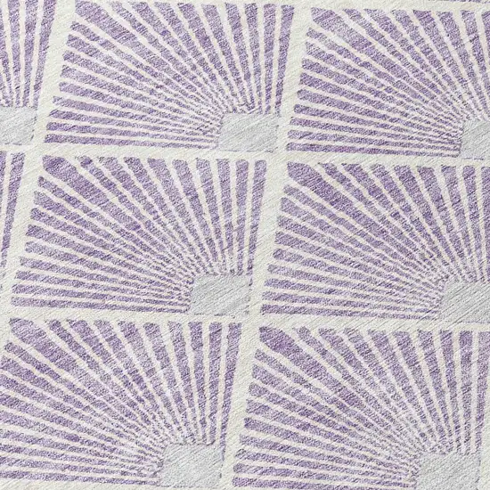 8' Lavender Gray And Ivory Round Geometric Washable Indoor Outdoor Area Rug Photo 4