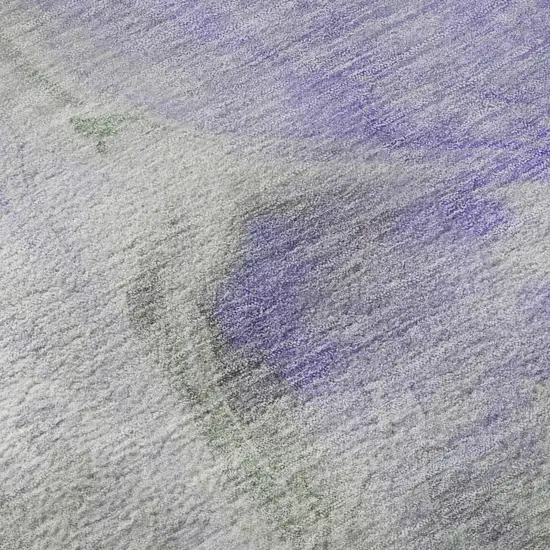 8' Lavender Gray And Silver Abstract Washable Round Rug With UV Protection Photo 8