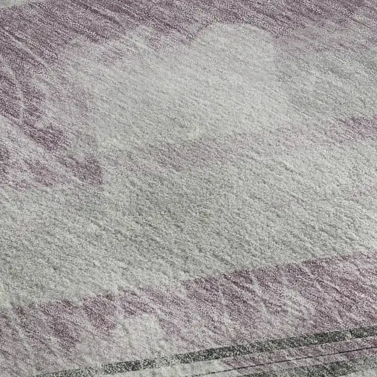 8' Lavender Gray And Silver Striped Washable Area Rug With UV Protection Photo 2