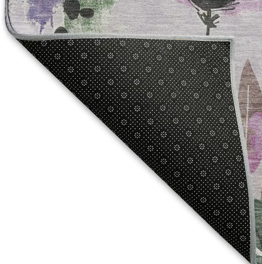 8' Lavender Green And Mauve Floral Washable Area Rug With UV Protection Photo 6
