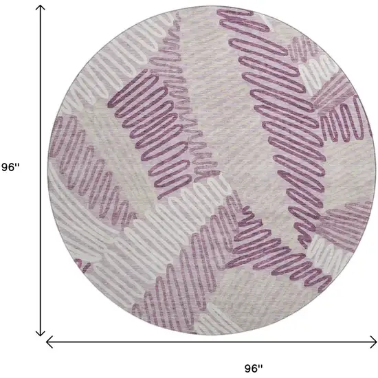 8' Lavender Ivory And Beige Floral Washable Round Rug With UV Protection Photo 3