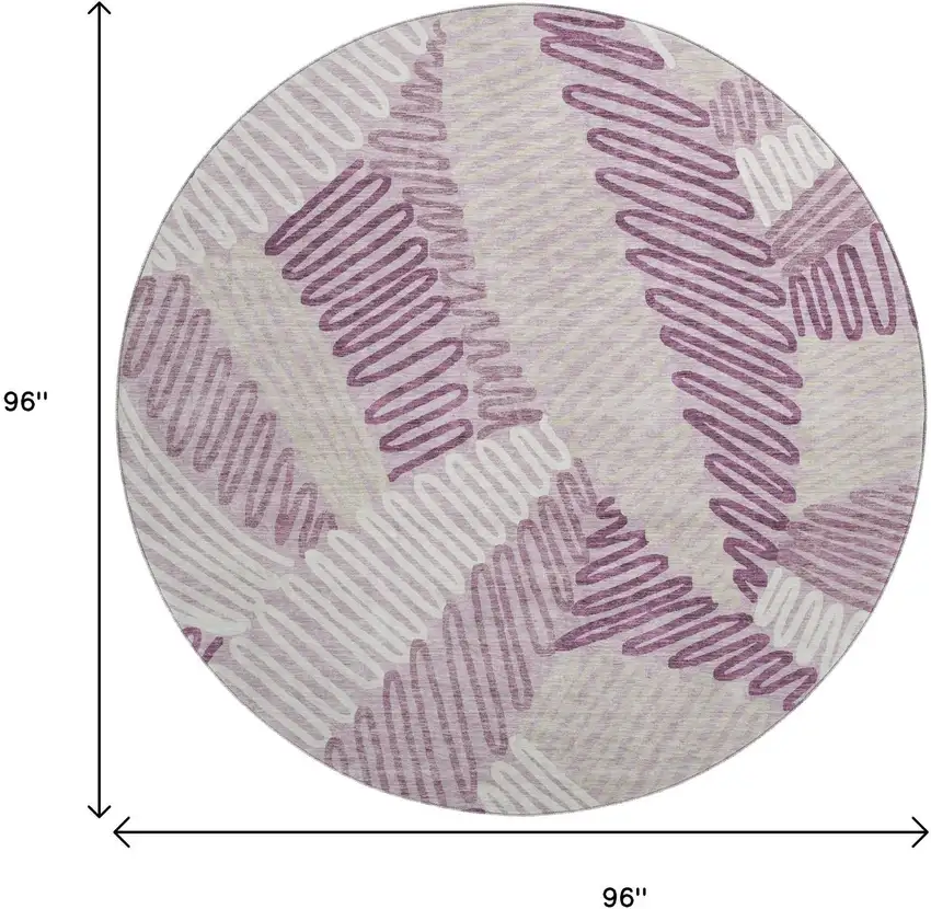 8' Lavender Ivory And Beige Floral Washable Round Rug With UV Protection Photo 3