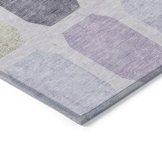 8' Lavender Ivory And Beige Round Geometric Washable Indoor Outdoor Area Rug Photo 6