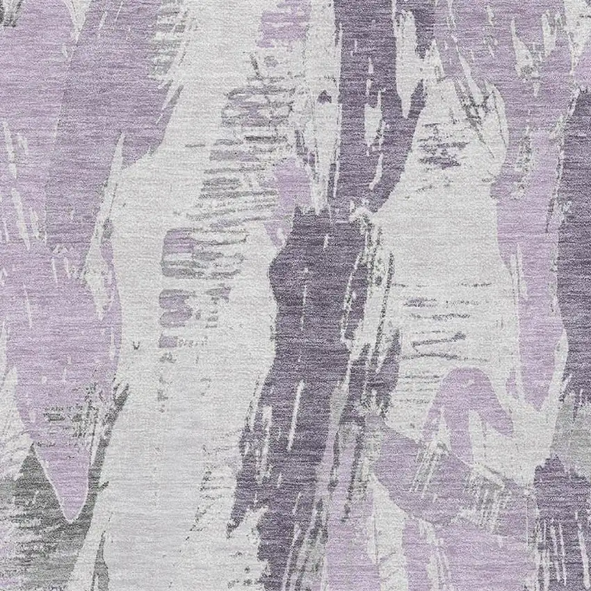 8' Lavender Ivory And Gray Abstract Washable Area Rug With UV Protection Photo 2