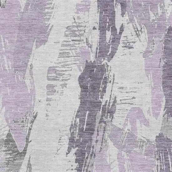 8' Lavender Ivory And Gray Abstract Washable Area Rug With UV Protection Photo 2