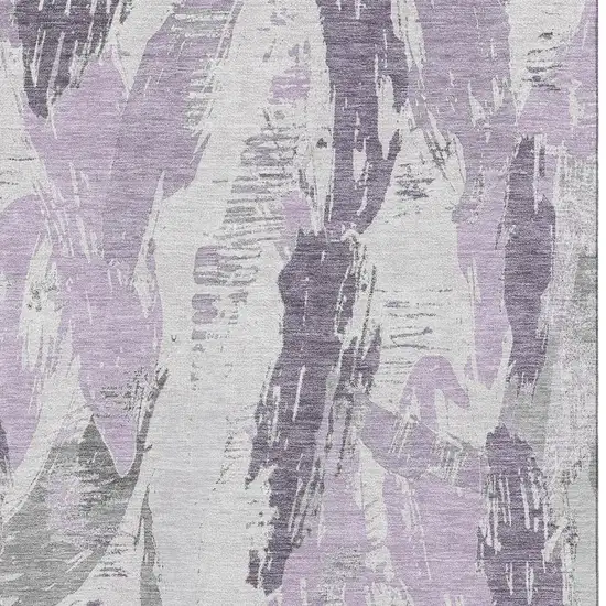 8' Lavender Ivory And Gray Abstract Washable Area Rug With UV Protection Photo 3