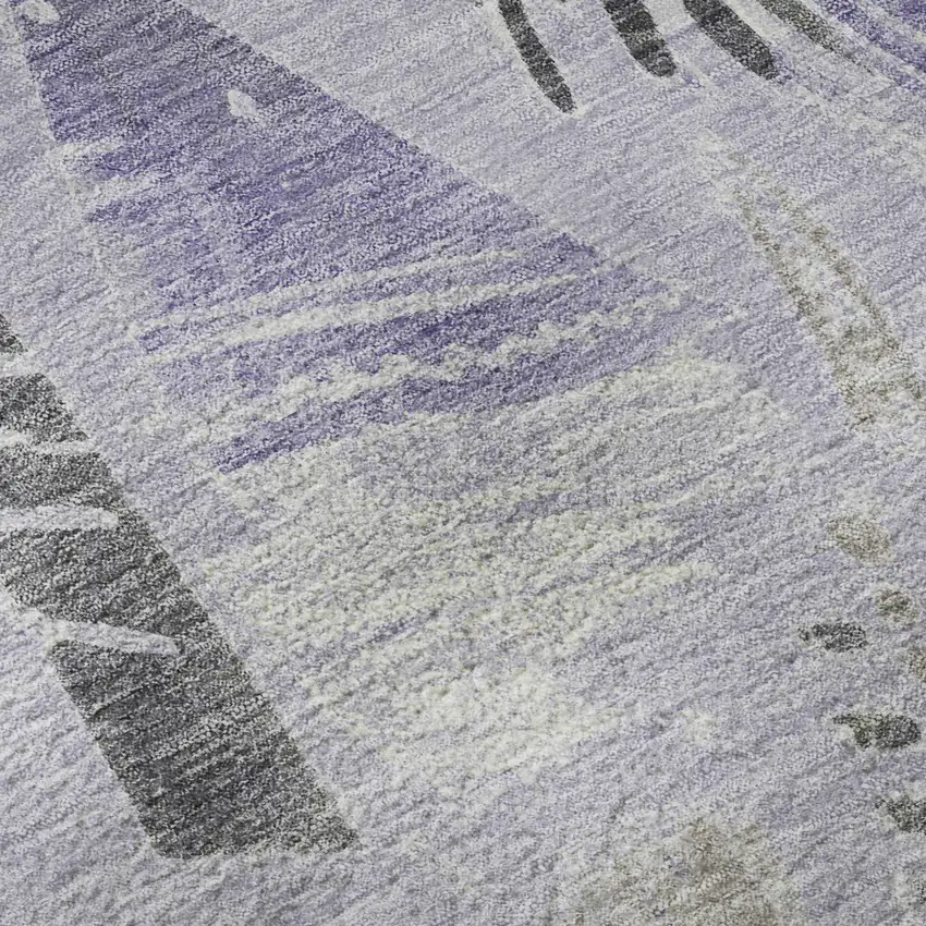 8' Lavender Ivory And Gray Geometric Washable Area Rug With UV Protection Photo 9