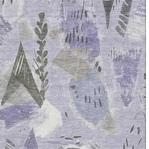 Photo of 8' Lavender Ivory And Gray Geometric Washable Area Rug With UV Protection