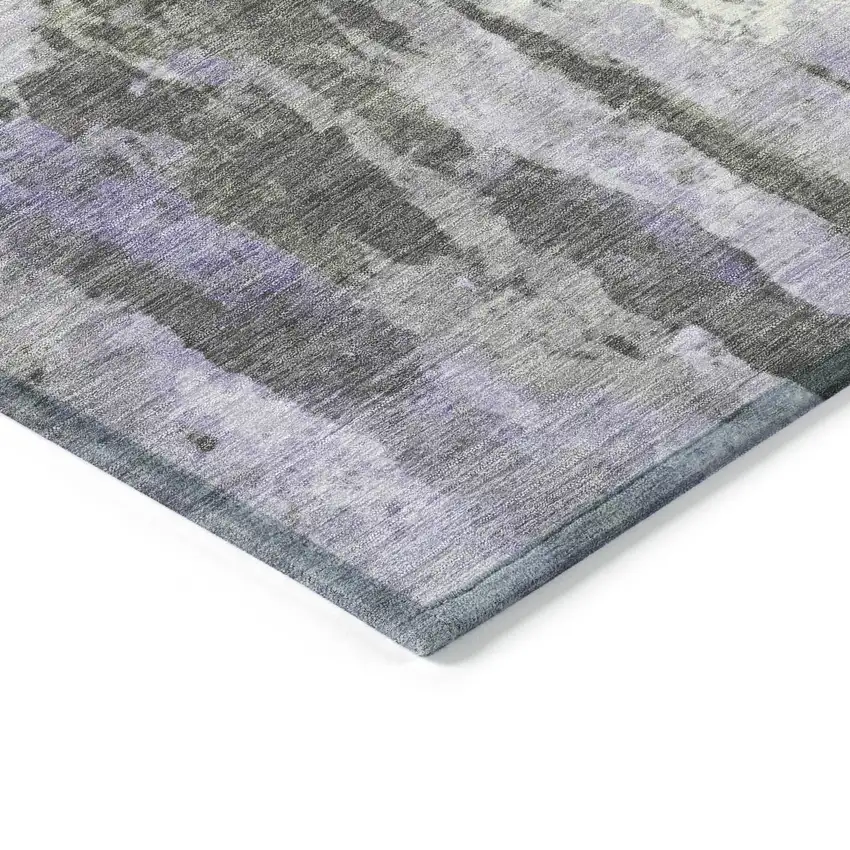 8' Lavender Ivory And Gray Round Abstract Washable Indoor Outdoor Area Rug Photo 7