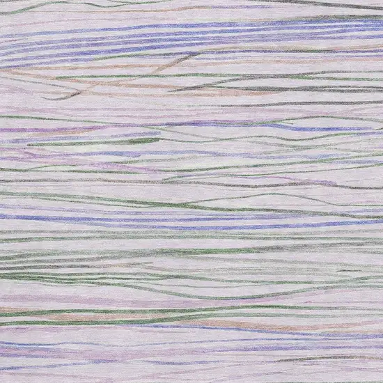 8' Lavender Ivory And Green Striped Washable Area Rug With UV Protection Photo 2
