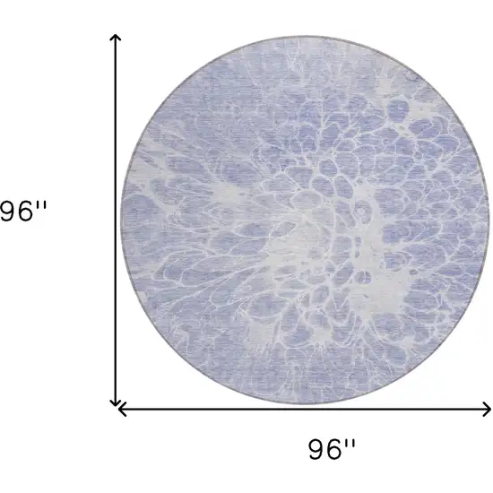 8' Lavender Ivory And Lilac Round Abstract Washable Indoor Outdoor Area Rug Photo 3