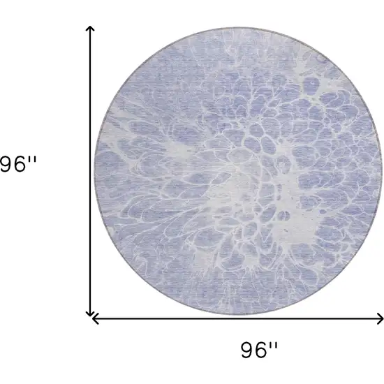 8' Lavender Ivory And Lilac Round Abstract Washable Indoor Outdoor Area Rug Photo 3