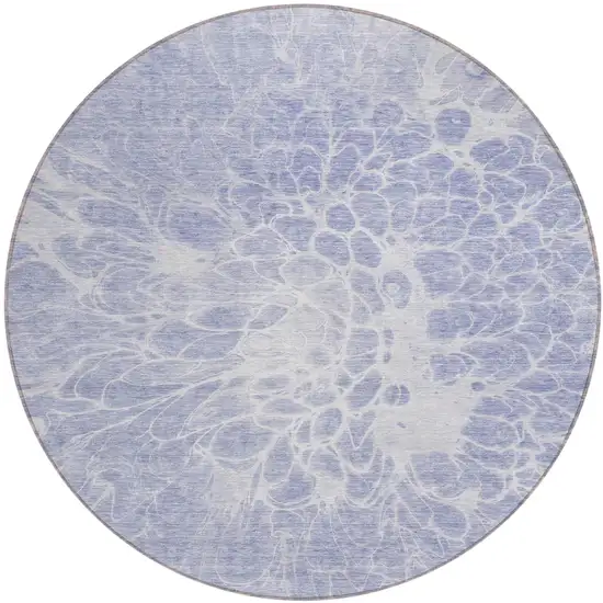 8' Lavender Ivory And Lilac Round Abstract Washable Indoor Outdoor Area Rug Photo 2