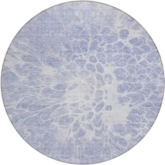 8' Lavender Ivory And Lilac Round Abstract Washable Indoor Outdoor Area Rug Photo 2