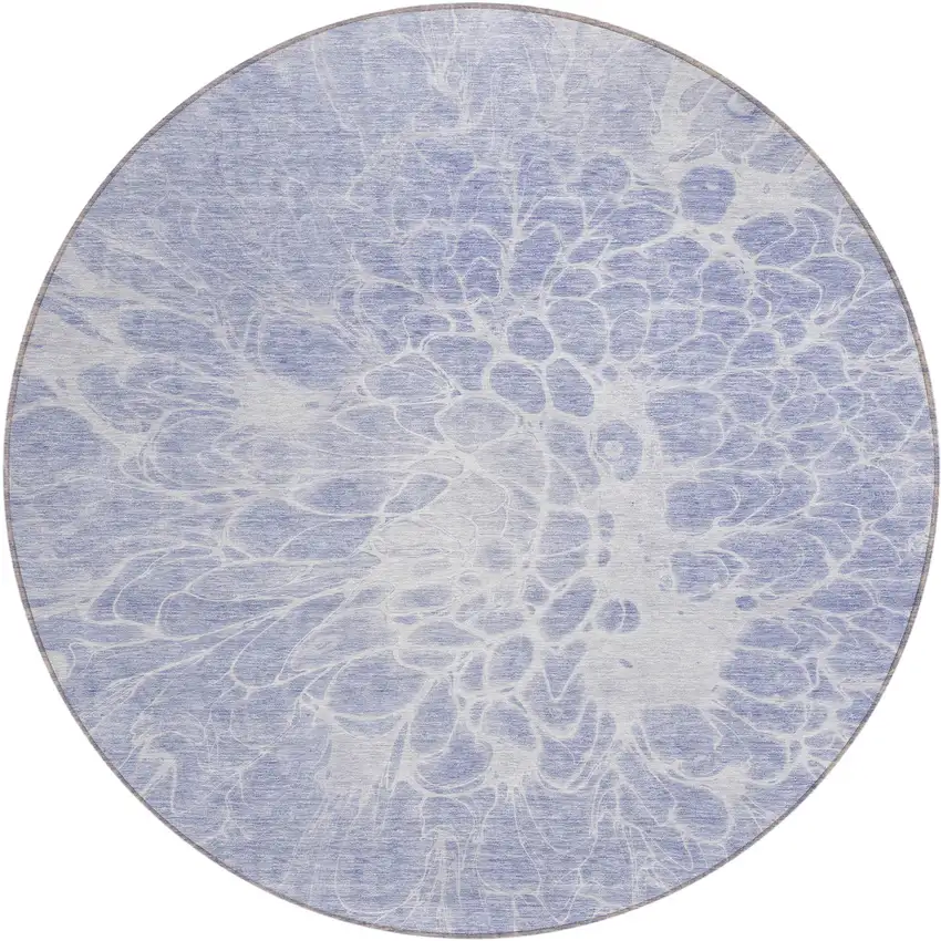 8' Lavender Ivory And Lilac Round Abstract Washable Indoor Outdoor Area Rug Photo 2