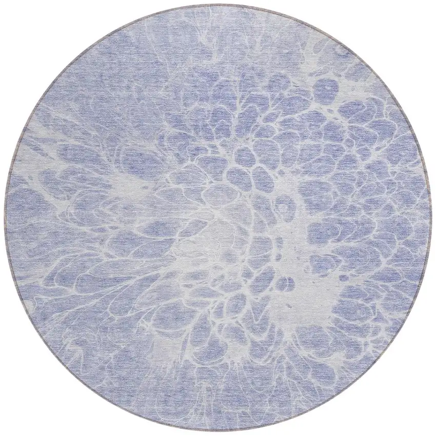 8' Lavender Ivory And Lilac Round Abstract Washable Indoor Outdoor Area Rug Photo 4