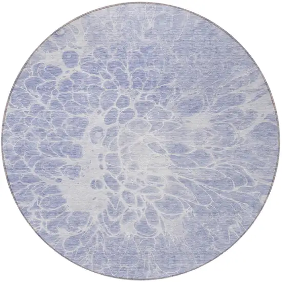 8' Lavender Ivory And Lilac Round Abstract Washable Indoor Outdoor Area Rug Photo 5