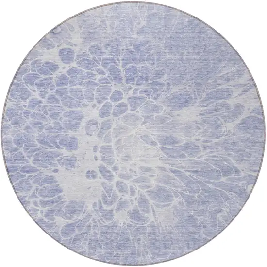 8' Lavender Ivory And Lilac Round Abstract Washable Indoor Outdoor Area Rug Photo 5