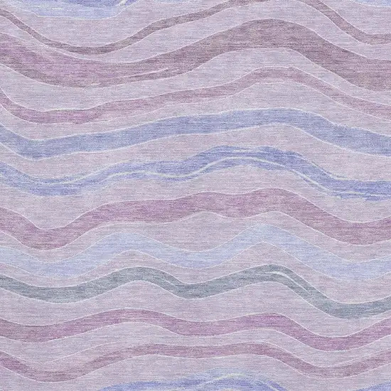 8' Lavender Ivory And Lilac Striped Washable Area Rug With UV Protection Photo 3