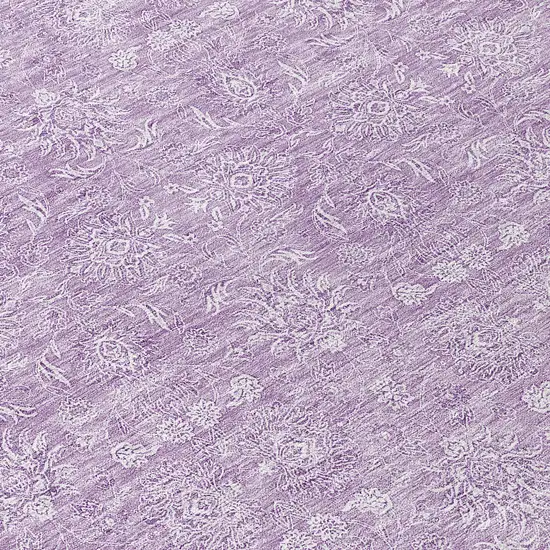 8' Lavender Lilac And Ivory Round Floral Washable Indoor Outdoor Area Rug Photo 8