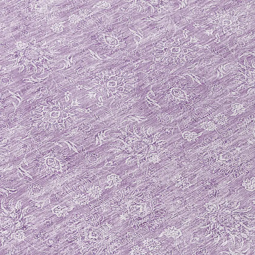 8' Lavender Lilac And Ivory Round Floral Washable Indoor Outdoor Area Rug Photo 8