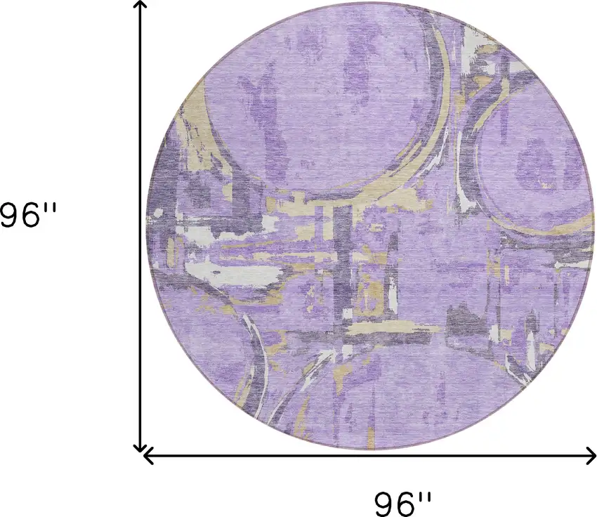 8' Lavender Lilac And Purple Round Geometric Washable Indoor Outdoor Area Rug Photo 3