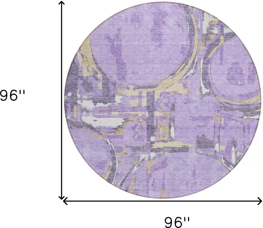 8' Lavender Lilac And Purple Round Geometric Washable Indoor Outdoor Area Rug Photo 3