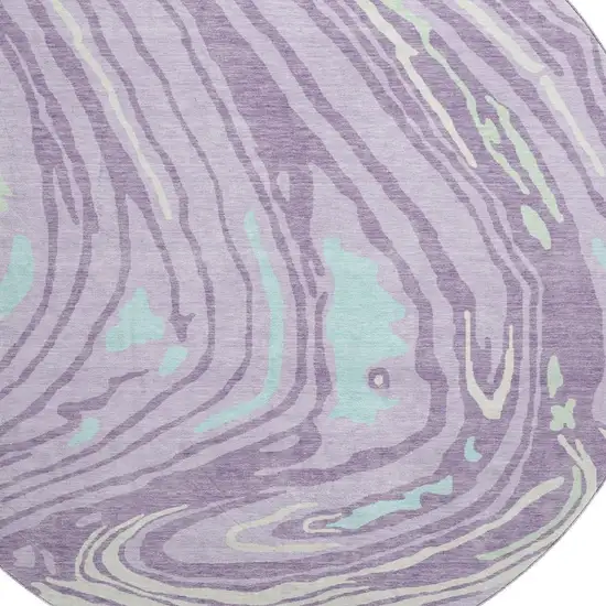 8' Lavender Mint Green And Sky Blue Abstract Washable Round Rug With UV Protection Photo 2