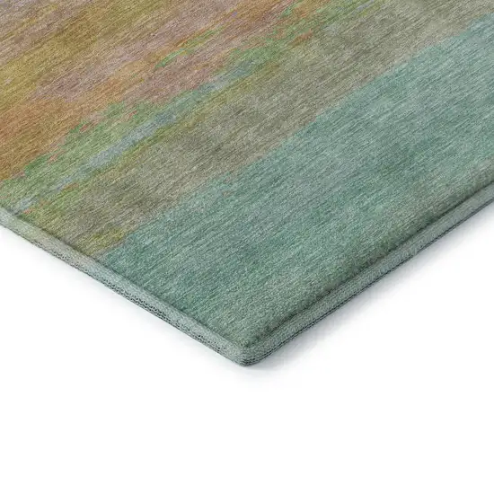 8' Lavender Orange And Teal Striped Washable Area Rug With UV Protection Photo 7