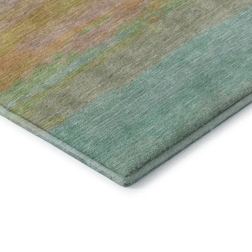8' Lavender Orange And Teal Striped Washable Area Rug With UV Protection Photo 7