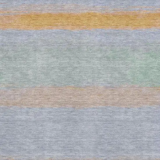 8' Lavender Orange And Teal Striped Washable Area Rug With UV Protection Photo 2