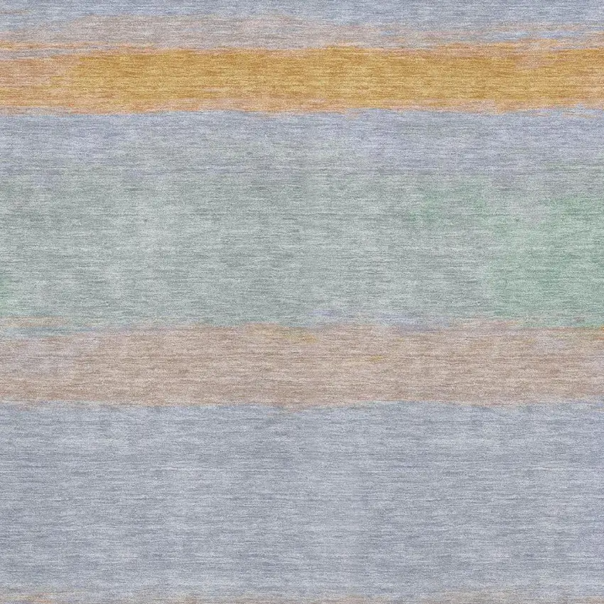 8' Lavender Orange And Teal Striped Washable Area Rug With UV Protection Photo 2