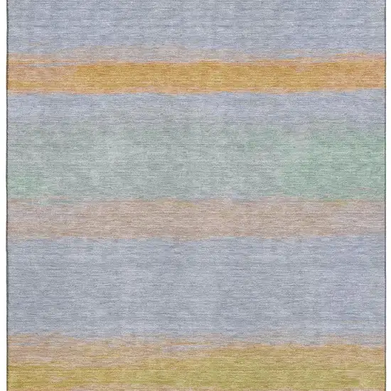 8' Lavender Orange And Teal Striped Washable Area Rug With UV Protection Photo 3