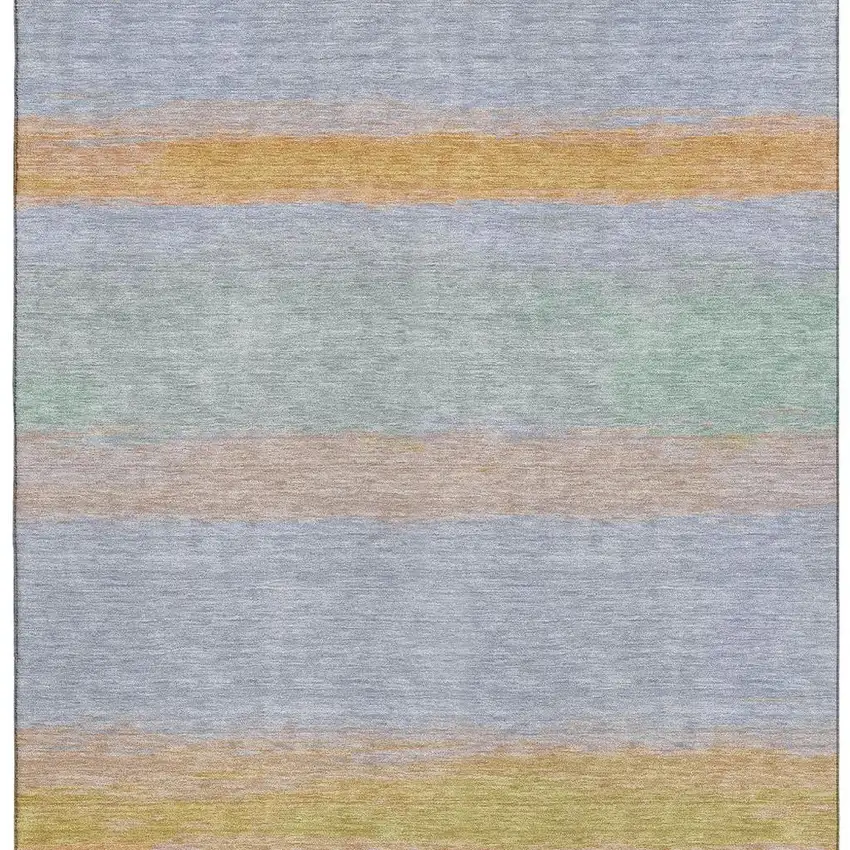 8' Lavender Orange And Teal Striped Washable Area Rug With UV Protection Photo 3