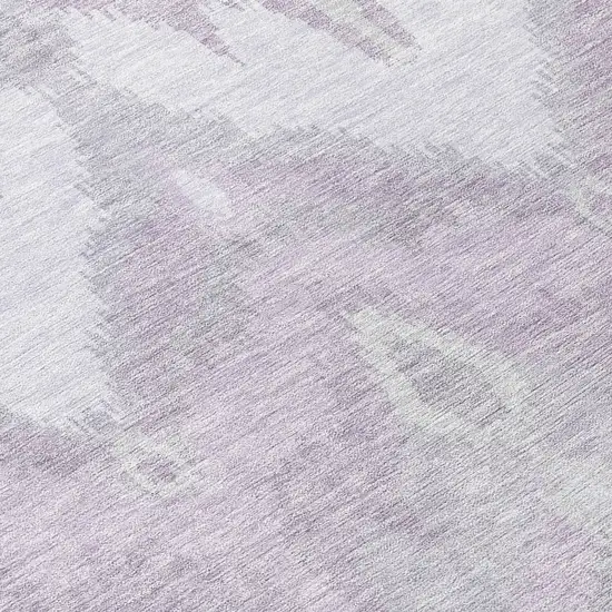 8' Lavender Purple And Gray Round Ikat Washable Indoor Outdoor Area Rug Photo 9