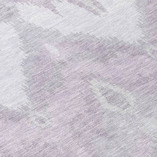 8' Lavender Purple And Gray Round Ikat Washable Indoor Outdoor Area Rug Photo 9