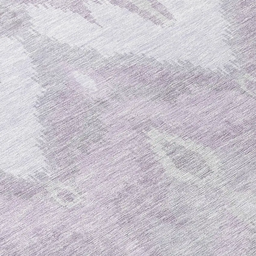 8' Lavender Purple And Gray Round Ikat Washable Indoor Outdoor Area Rug Photo 9