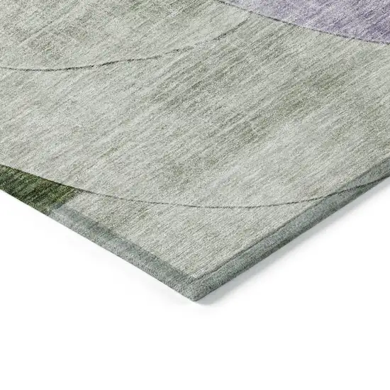 8' Lavender Purple And Green Round Geometric Washable Indoor Outdoor Area Rug Photo 4