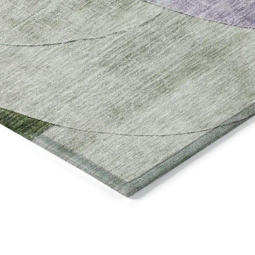 8' Lavender Purple And Green Round Geometric Washable Indoor Outdoor Area Rug Photo 4