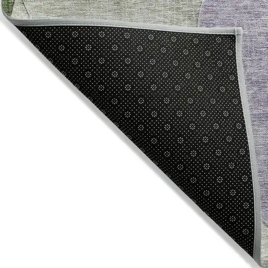8' Lavender Purple And Green Round Geometric Washable Indoor Outdoor Area Rug Photo 3