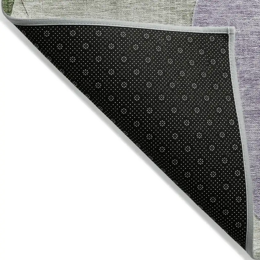 8' Lavender Purple And Green Round Geometric Washable Indoor Outdoor Area Rug Photo 3