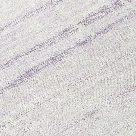 8' Lavender Purple And Ivory Round Abstract Washable Indoor Outdoor Area Rug Photo 9