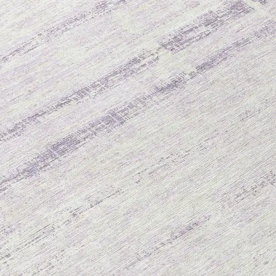 8' Lavender Purple And Ivory Round Abstract Washable Indoor Outdoor Area Rug Photo 9