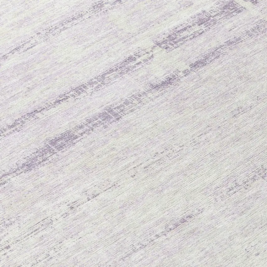 8' Lavender Purple And Ivory Round Abstract Washable Indoor Outdoor Area Rug Photo 9