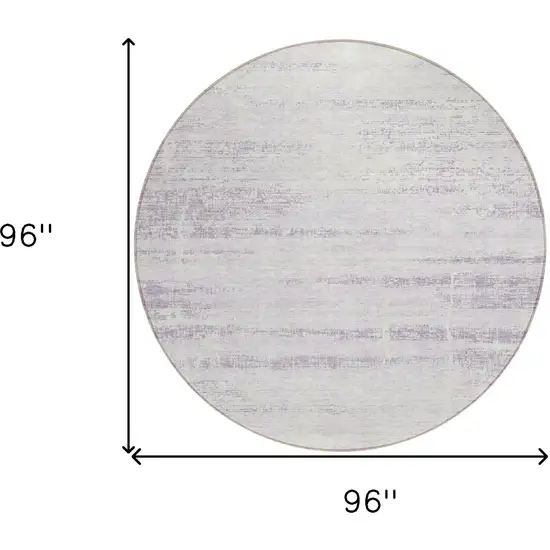 8' Lavender Purple And Ivory Round Abstract Washable Indoor Outdoor Area Rug Photo 3