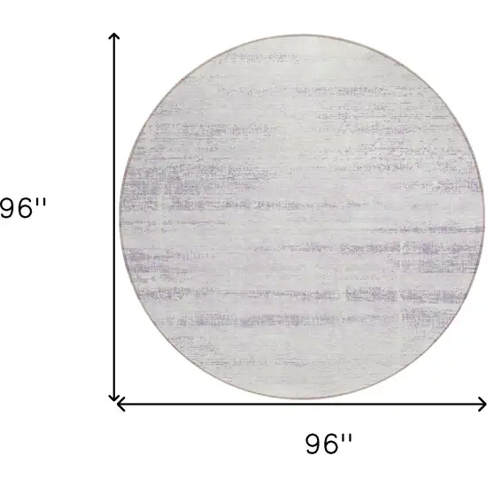 8' Lavender Purple And Ivory Round Abstract Washable Indoor Outdoor Area Rug Photo 3