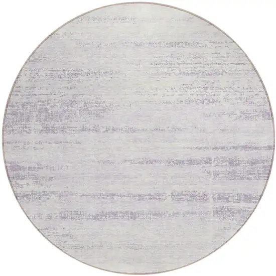 8' Lavender Purple And Ivory Round Abstract Washable Indoor Outdoor Area Rug Photo 2