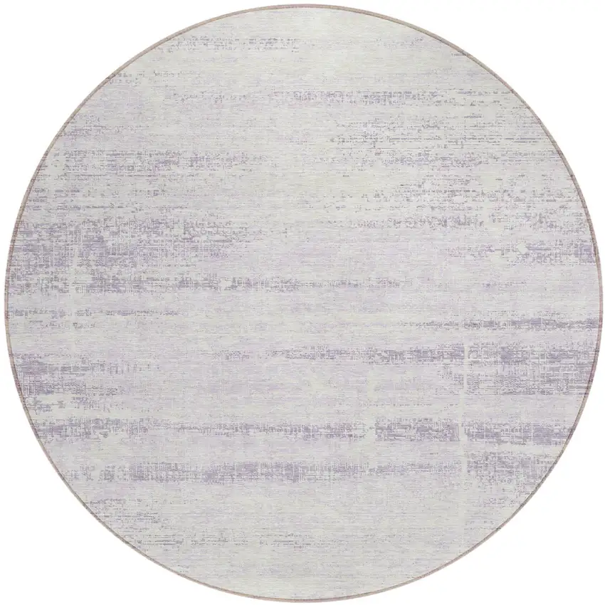 8' Lavender Purple And Ivory Round Abstract Washable Indoor Outdoor Area Rug Photo 2
