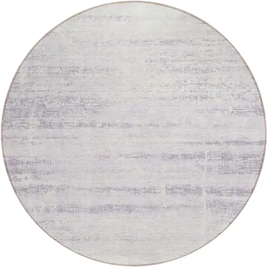 8' Lavender Purple And Ivory Round Abstract Washable Indoor Outdoor Area Rug Photo 2