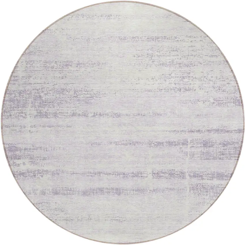 8' Lavender Purple And Ivory Round Abstract Washable Indoor Outdoor Area Rug Photo 2